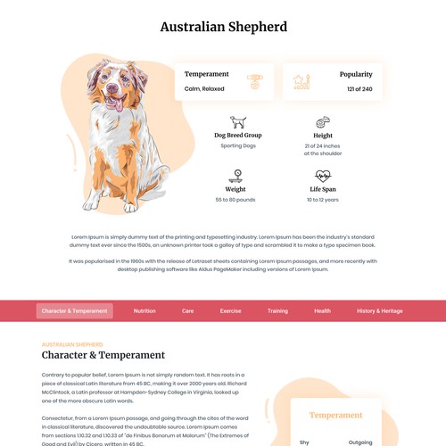 Presentation website for dog breed