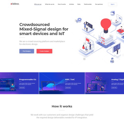 Homepage design for crowd-sourcing platform Efabless