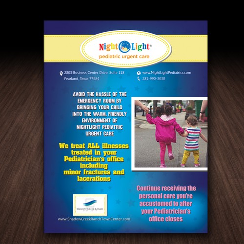 Create an ad for Night Light Pediatric Urgent Care