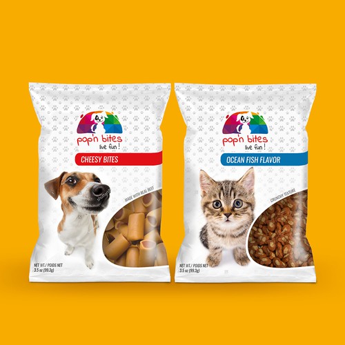 Cute snack package design for dogs and cats