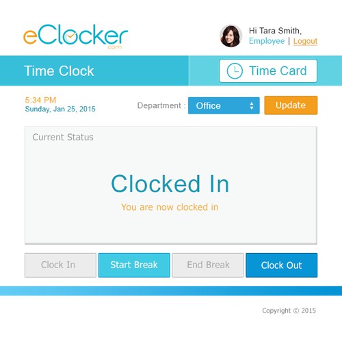 1 Page Simple Web Design for eClocker - Employee Time Tracking Service