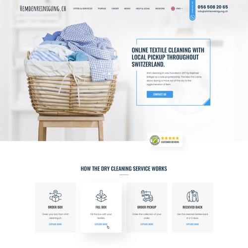 Redesign Webpage for our textile/dry cleaning online service