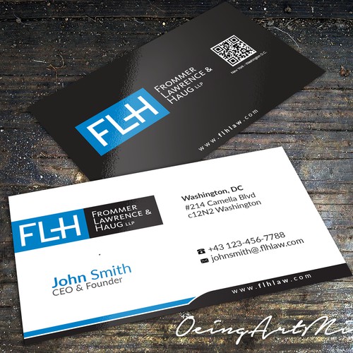 Create a business card for an intellectual property law firm