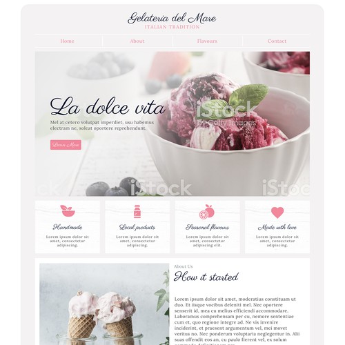 Landing Page design concept for ice-cream company