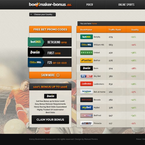 layout design for a online betting platform