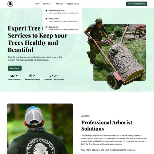 Professional Arborist Landing Page