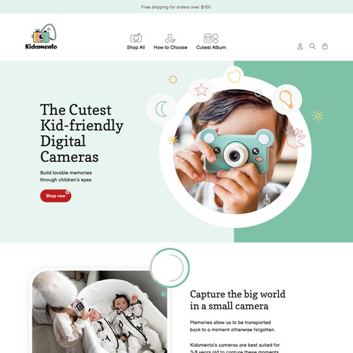 Redesign of kid-friendly camera website