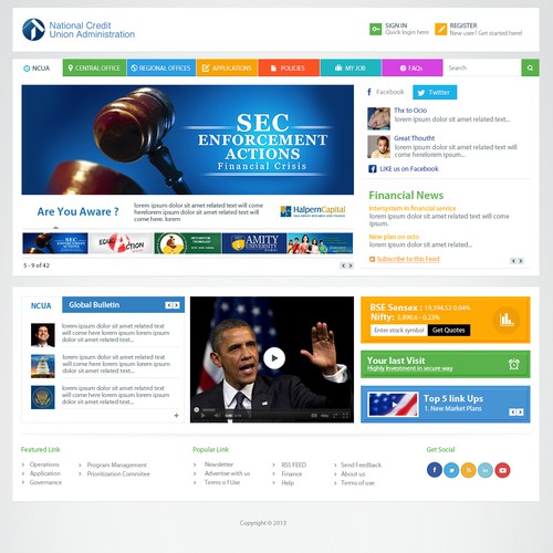 website design for Credit Union Website - OCIO (Office of the Chief Information Officer) Intranet Portal