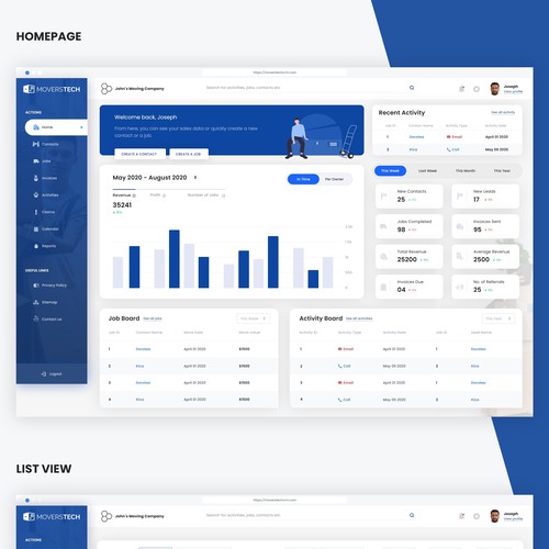 Moverstech CRM Dashboard Design