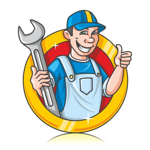 Cartoon Human Mascot for Auto Repair Service