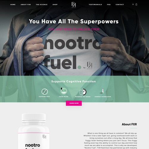 Landing page for a dietary supplement