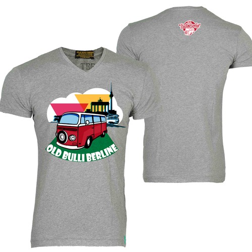 A t-shirt design concept for a travel company for the lovers of the old Volkswagen Bulli across Berlin, Germany