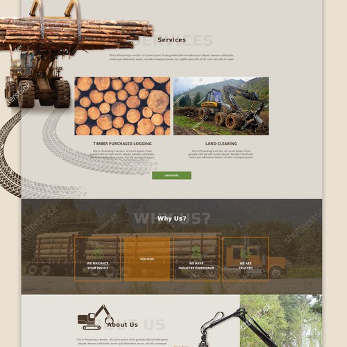 Homepage concept and logo for logging