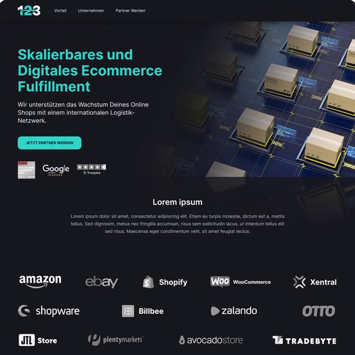 Landing Page for Logistics Fulfillment Industry.