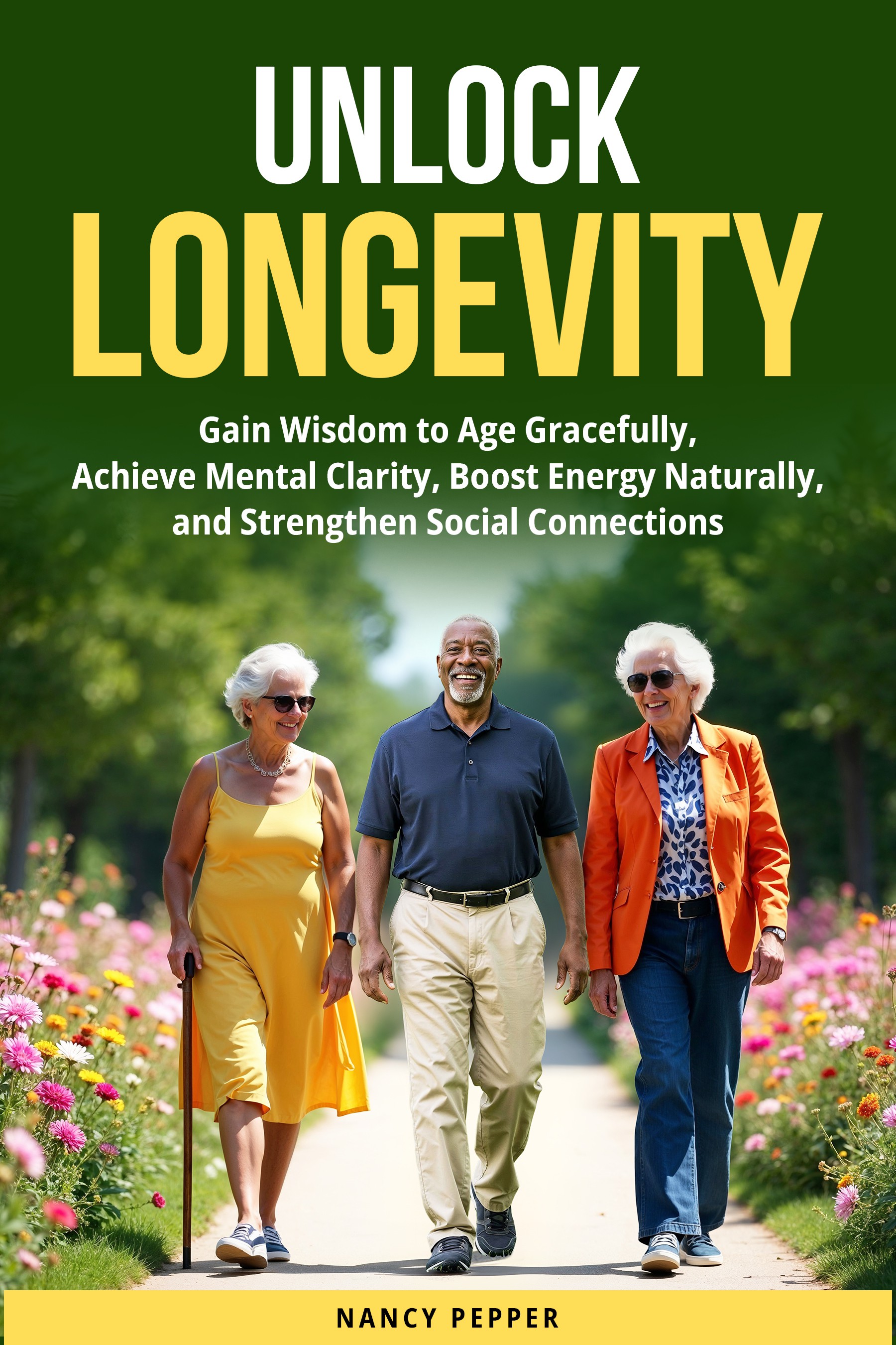 Design a powerful "Unlock Longevity" book cover to draw people to my book.