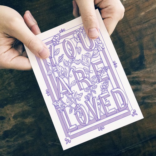 Outline Style Lettering embossed