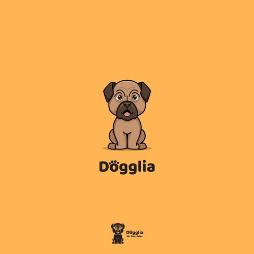 Bold logo for Dogglia, an online community for dogs 