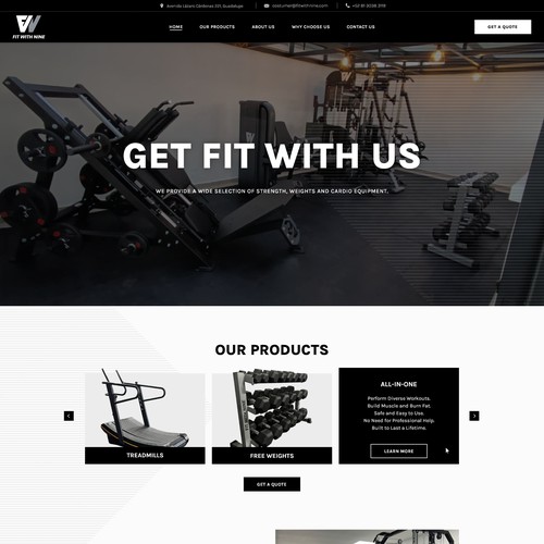 Website Page for a Gym Equipment Retailer