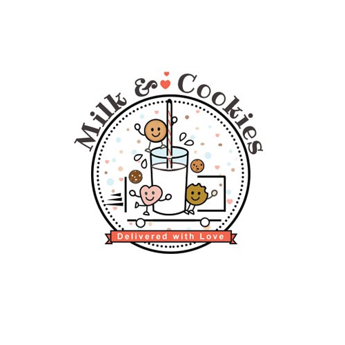 logo for cookie and milk  delivery service