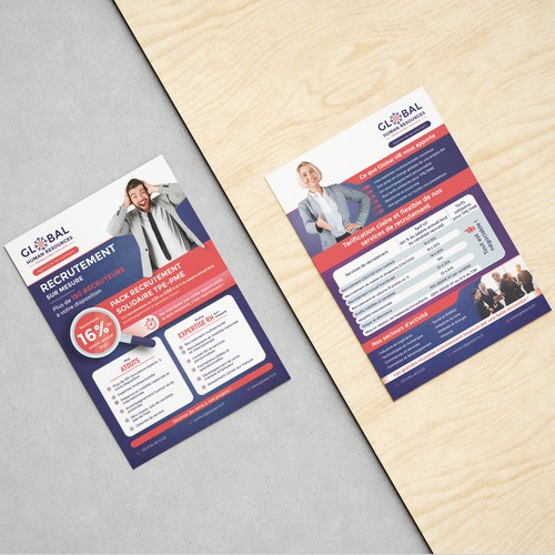 Clean, modern and professional corporate recruitment A4 flyer design (French)