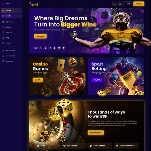 Online Casino Homepage Design