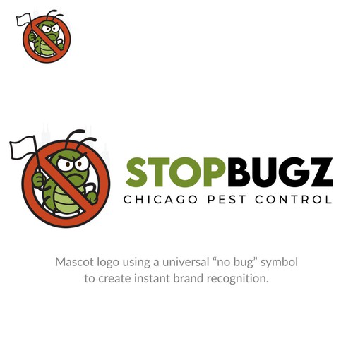 STOP BUGZ – Mascot Logo for Pest Control Company