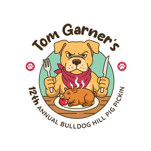 Tom the Bulldog eating Dinner