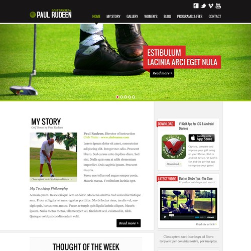 Website design for Golf Professional Paul Rudeen