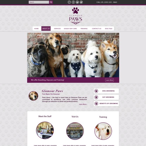Wordpress theme design for a pet service company