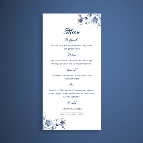 Wedding Menu design