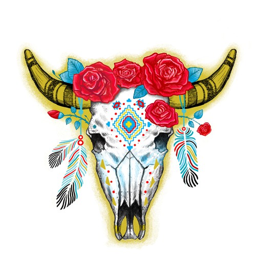 Boho cow scull