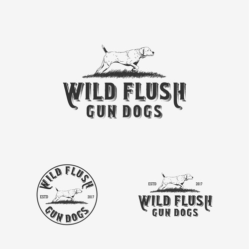 Wild Flush Gun Dogs Hand Drawn Logo