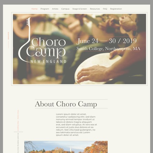 Choro Camp New England website concept