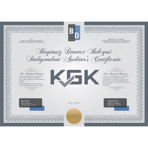 Design for INDEPENDENT AUDITOR'S CERTIFICATE