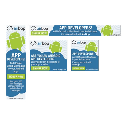 Web banner ad wanted for AirBop.com - GCM Push Messaging Service for Android App Developers