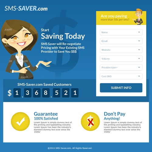 Create a simple landing page for a SMS business