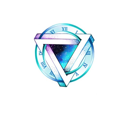 Clock & Triangle Tattoo Design