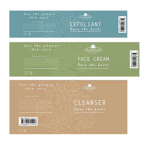 "Face the facts skin care" label design