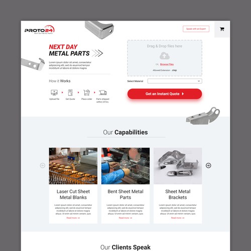 Design a Web Page for PROTO24 - NEXT DAY METAL PARTS