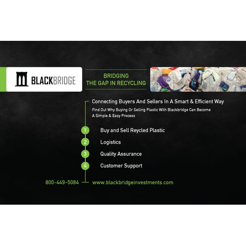 Create an eye catching ad for forward thinking recycling company, BlackBridge Investments