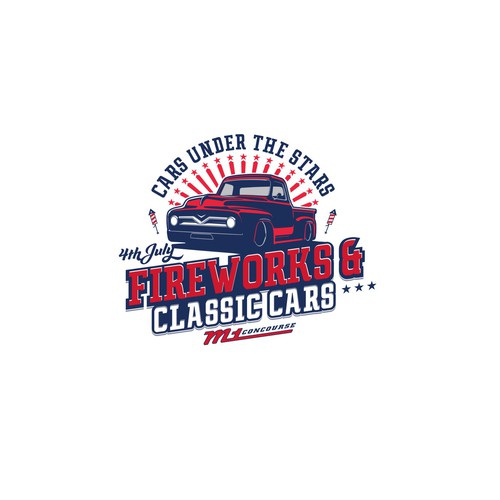 Design event logo for "Cars Under the Stars" Fireworks and Car Show