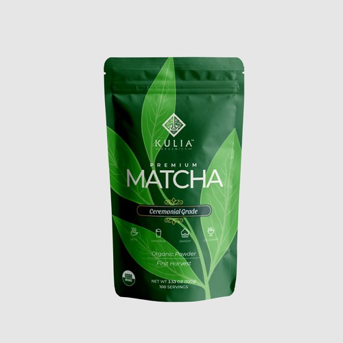Pouch design for a versatile and high-quality organic matcha powder