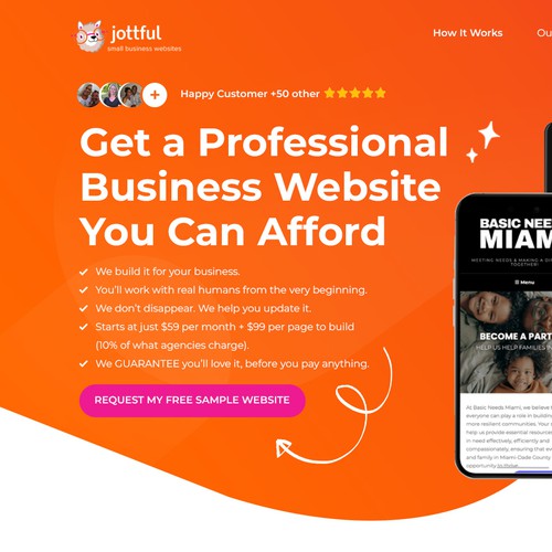 Landing page design for non-techy software business