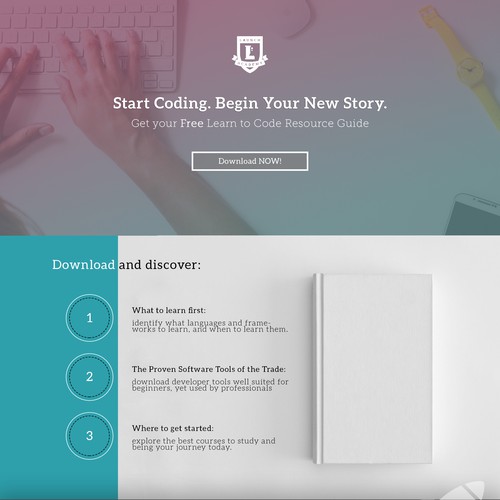 Landing page design for Top Code School