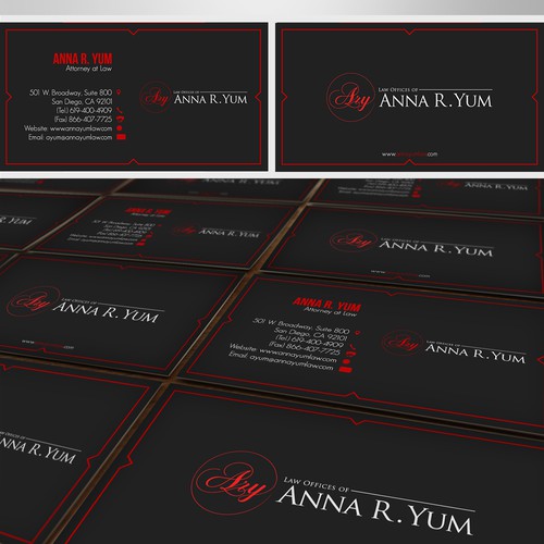 Create a business card for Law Offices of Anna R. Yum