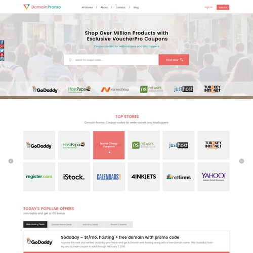 Home Page design for Promocode.com