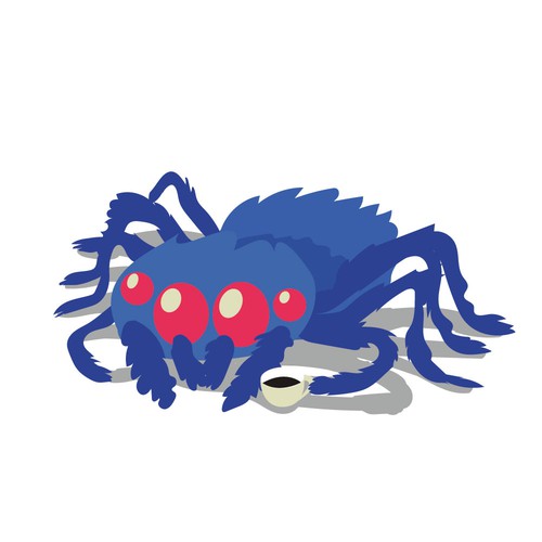 Fluffy spider mascot for web development company