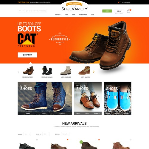 Footwear Store Website Design Contest - Winner Guaranteed