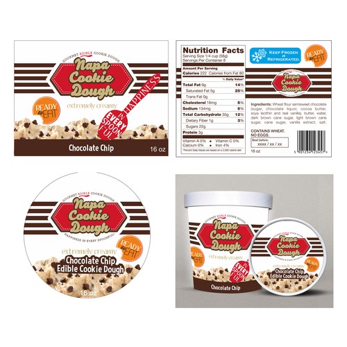 Create package labels for gourmet edible cookie dough for Napa Cookie Dough