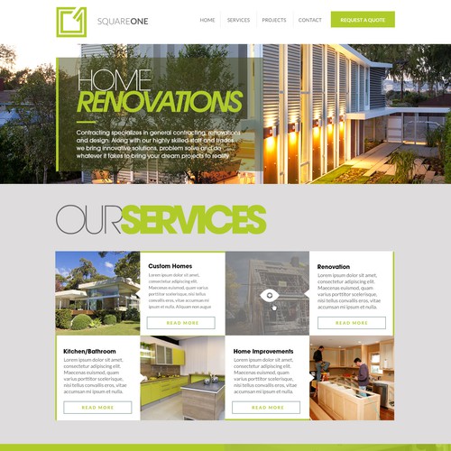 Create the next website design for Square One Contracting (squareonecontracting.ca)